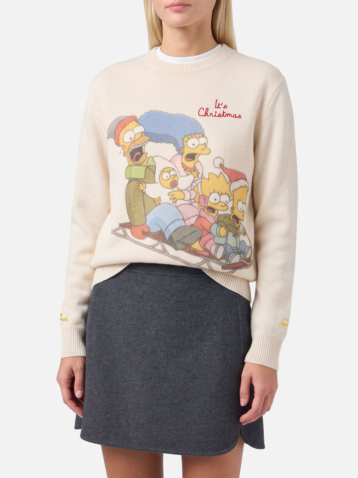 Neuer weißer Pullover New Queen mit Simpson-Print | Special Edition 