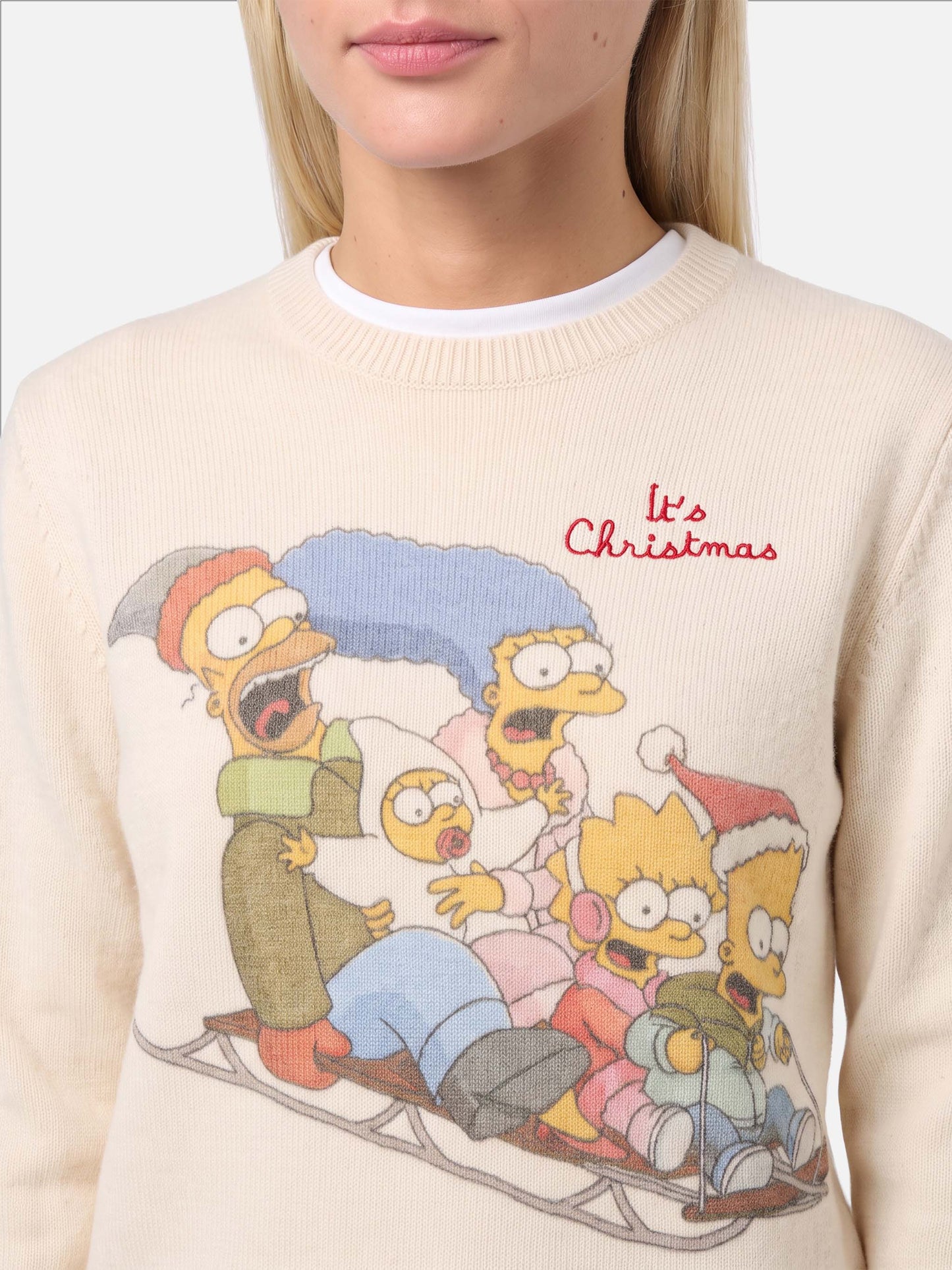 Nouveau pull blanc New Queen à imprimé Simpson | Édition spéciale 