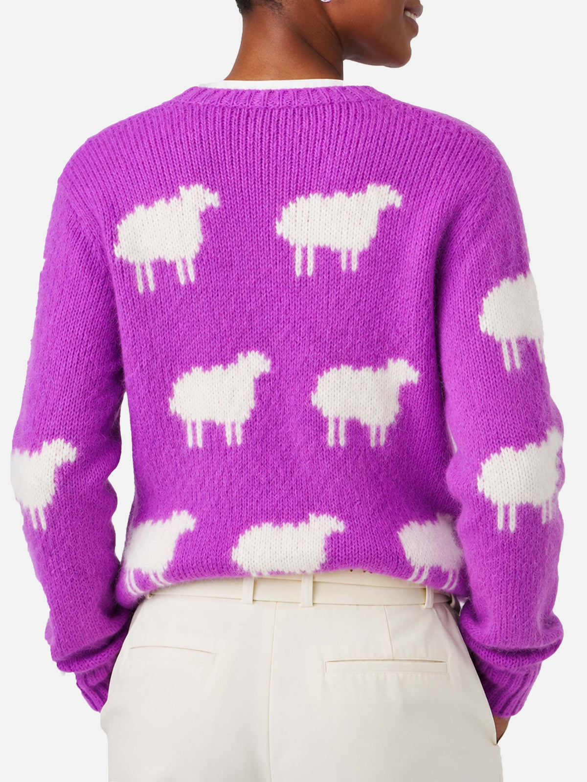 Maglia New Queen effetto brushed lilla con ricamo