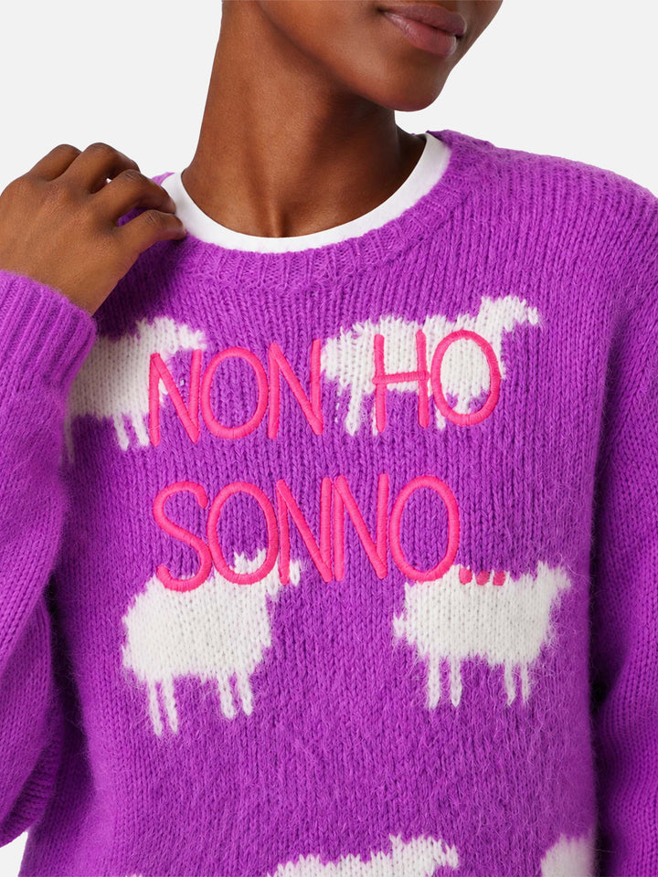 New Queen lilac brushed sweater with embroidery