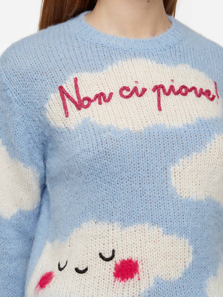Woman crewneck soft sweater with Non ci piove embroidery - MC2 Saint Barth