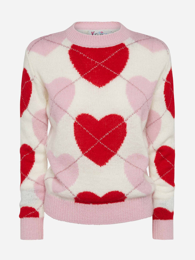 Maglione girocollo da donna morbido Queen Nordic Soft con cuore jacquard