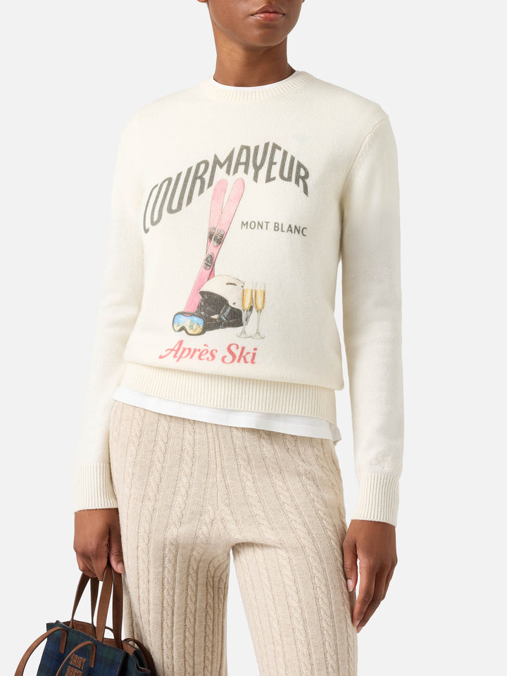 Off white New Queen wool and cashmere blend crewneck with Courmayeur print | Special edition
