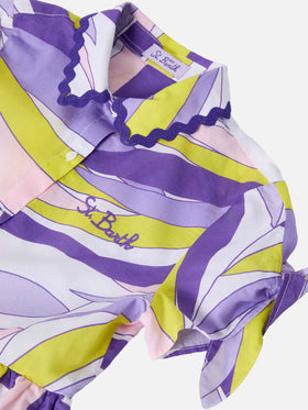 Cotton dress Queenie with palm print