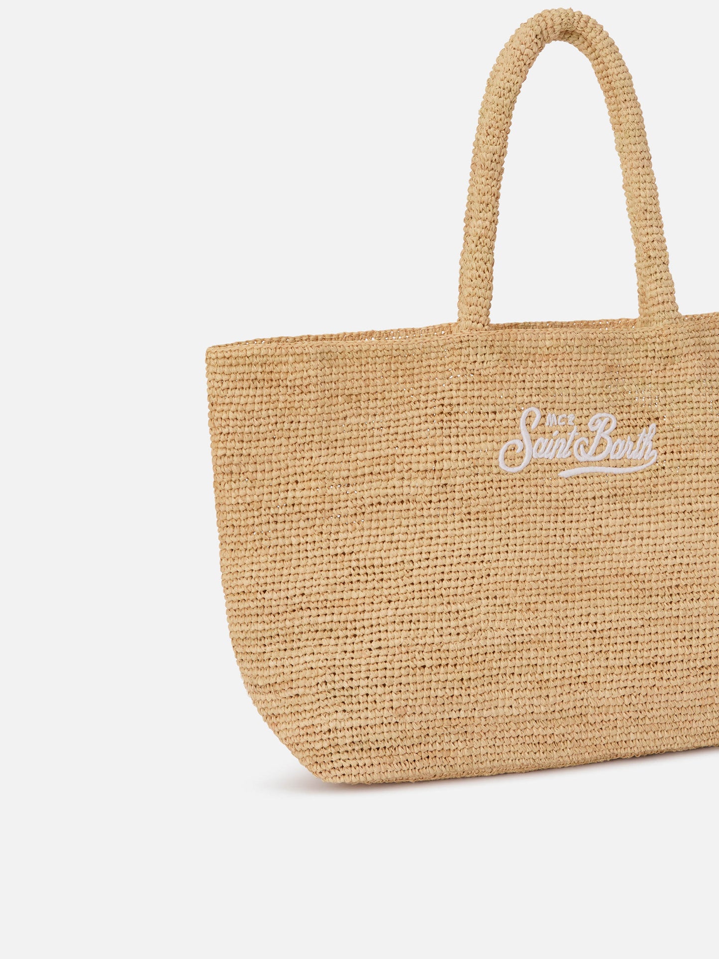 Strandtasche aus Raffiabast mit gesticktem Logo 