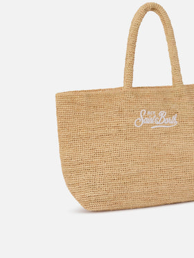 Strandtasche aus Raffiabast mit gesticktem Logo 