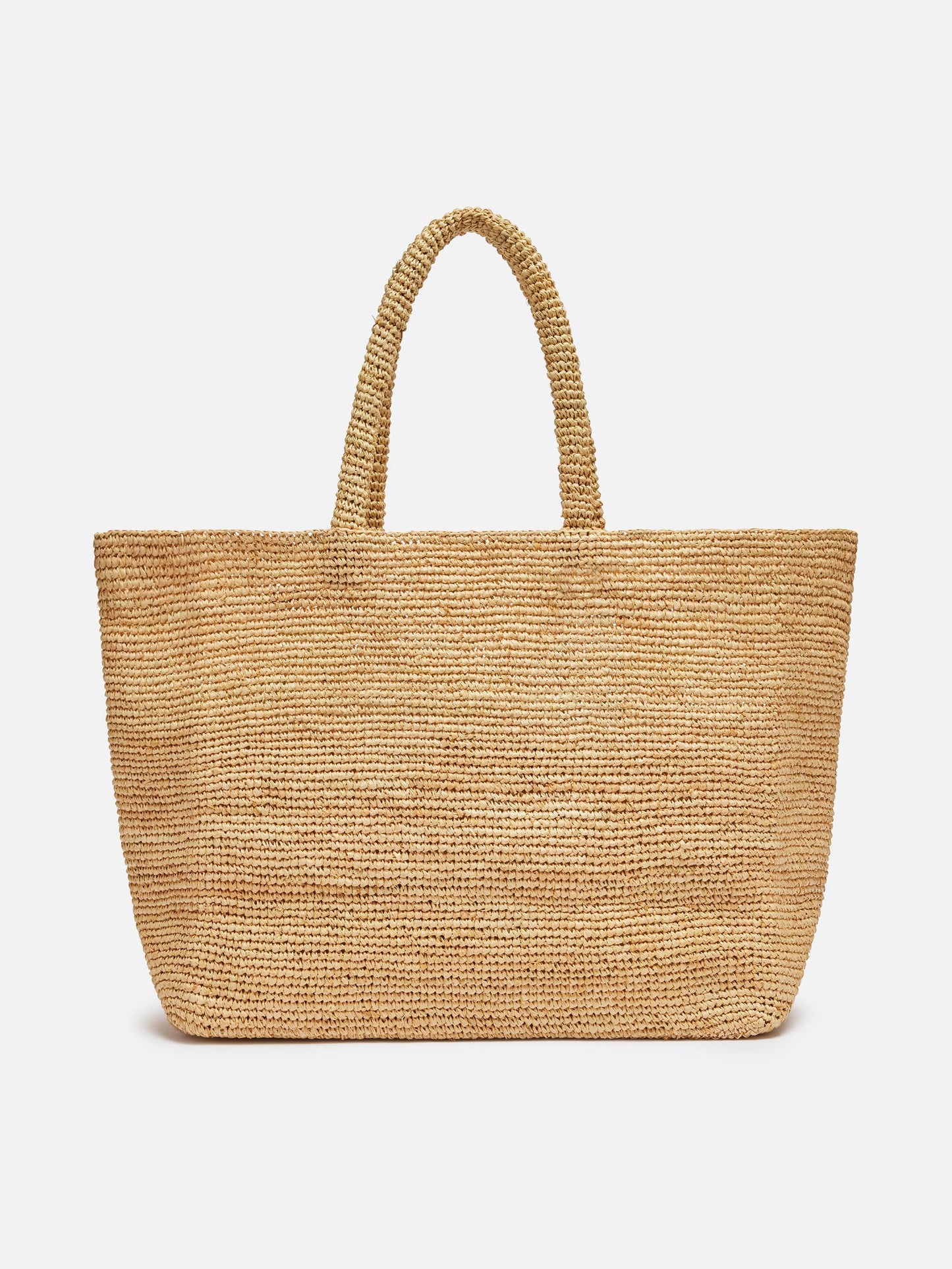 Borsa Beach in raffia con logo ricamato a contrasto nero