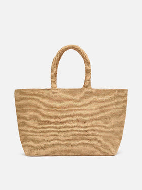 Beige Raffia Beach bag with cotton pouch and Ibiza embroidery - MC2 Saint Barth