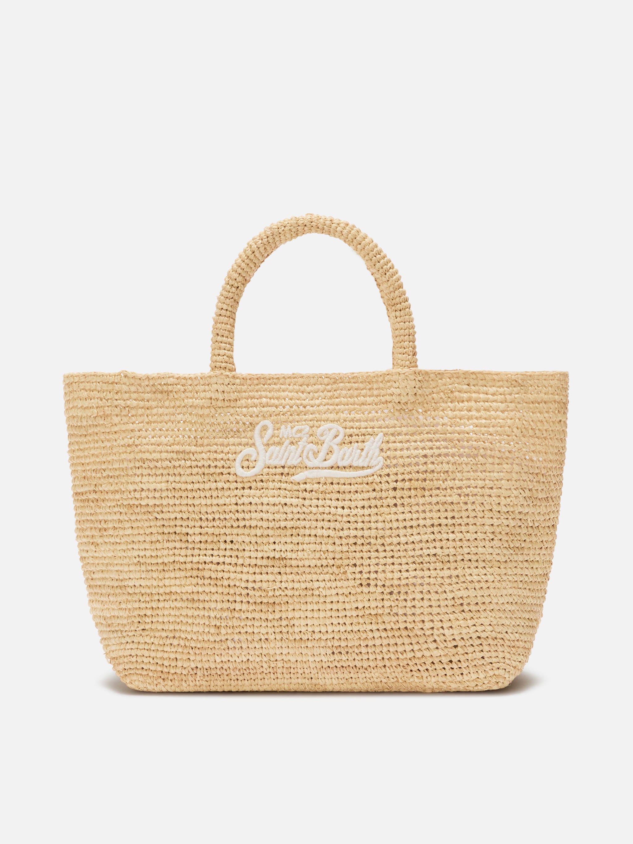 Medium Beach raffia bag with embroidered logo – MC2 Saint Barth