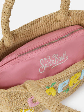 Mittelgroße Strandtasche aus Raffiabast mit Capri-Stickerei 