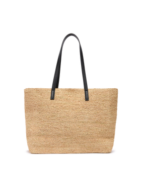 Beige Raffia City bag with Saint Barth embroidered logo - MC2 Saint Barth
