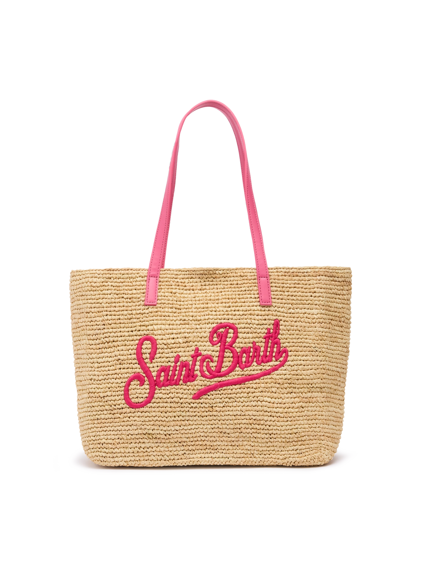 Beige Raffia City Mid bag with Saint Barth embroidered logo - MC2 Saint Barth
