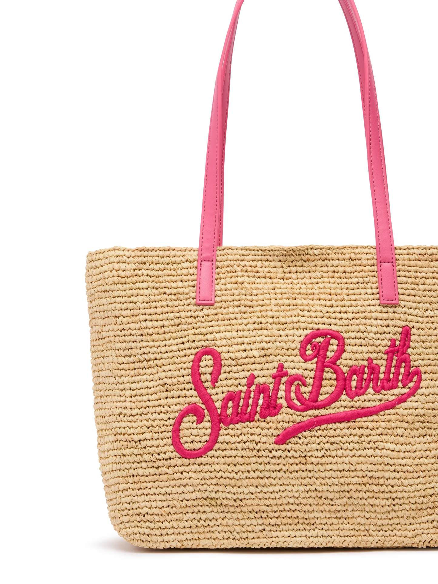 Beige Raffia City Mid bag with Saint Barth embroidered logo - MC2 Saint Barth