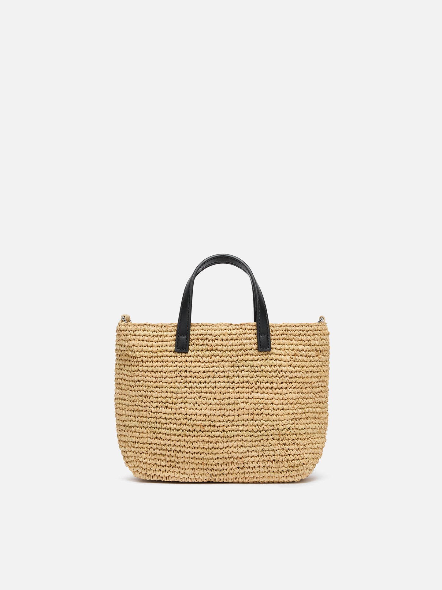 Beige Raffia City Mini bag with Saint Barth embroidery