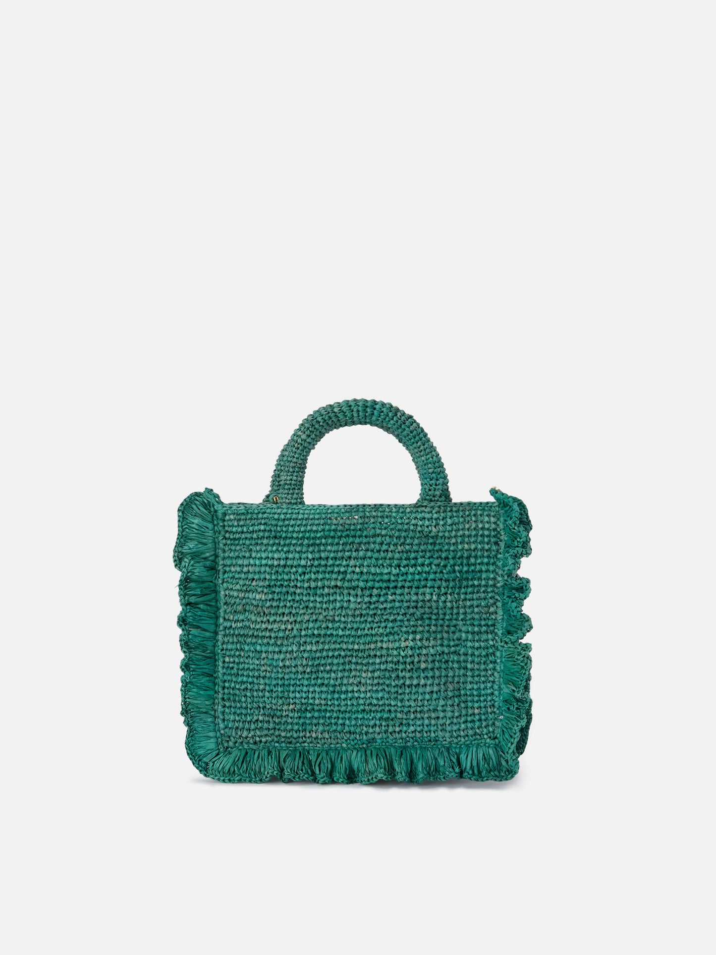 Bolso mini Volant de rafia azul claro con logotipo bordado 