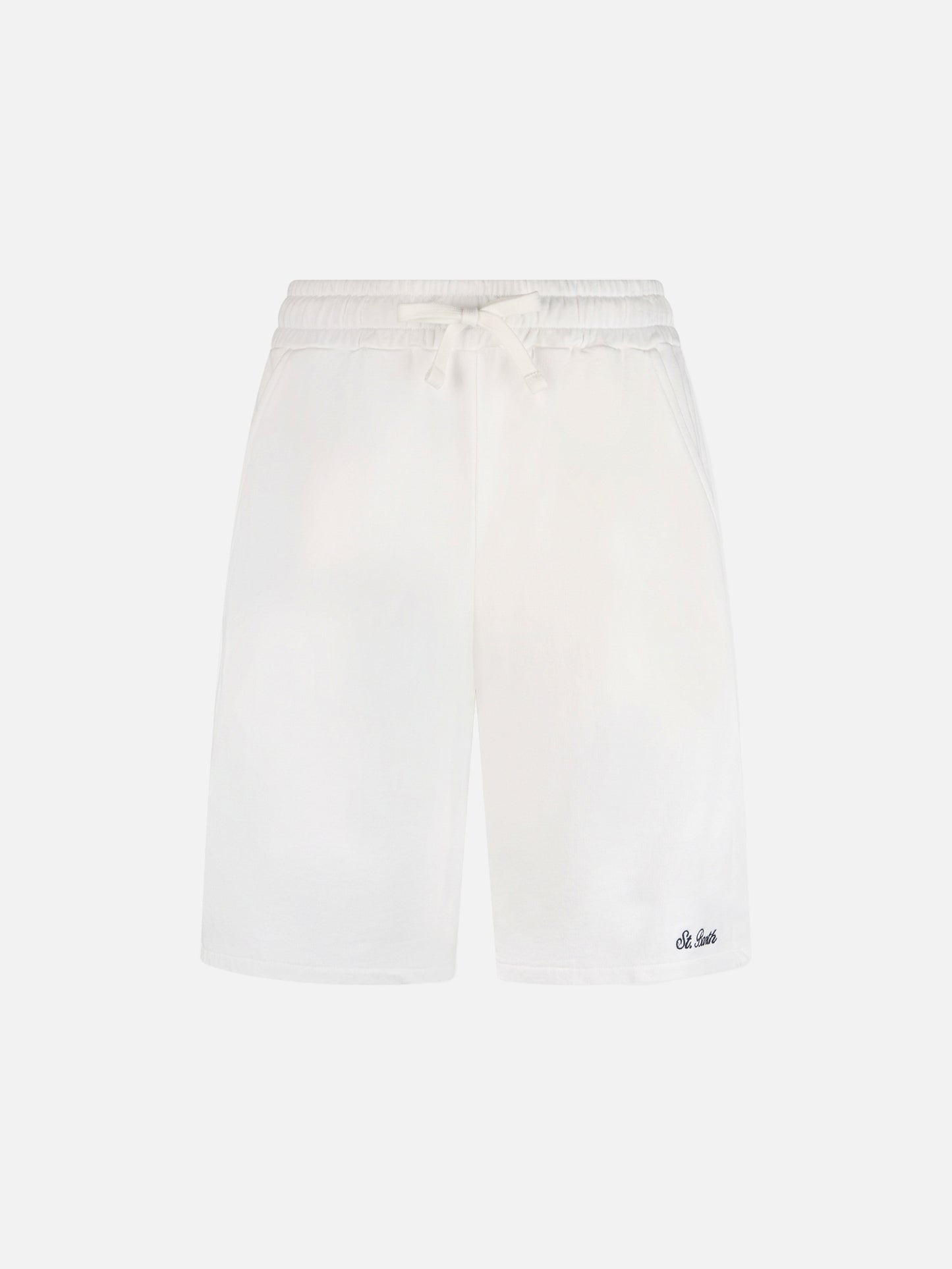 Randle white cotton fleece Bermuda shorts