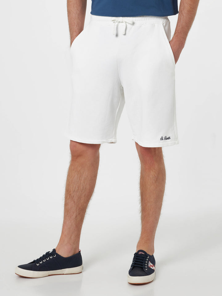 Randle white cotton fleece Bermuda shorts