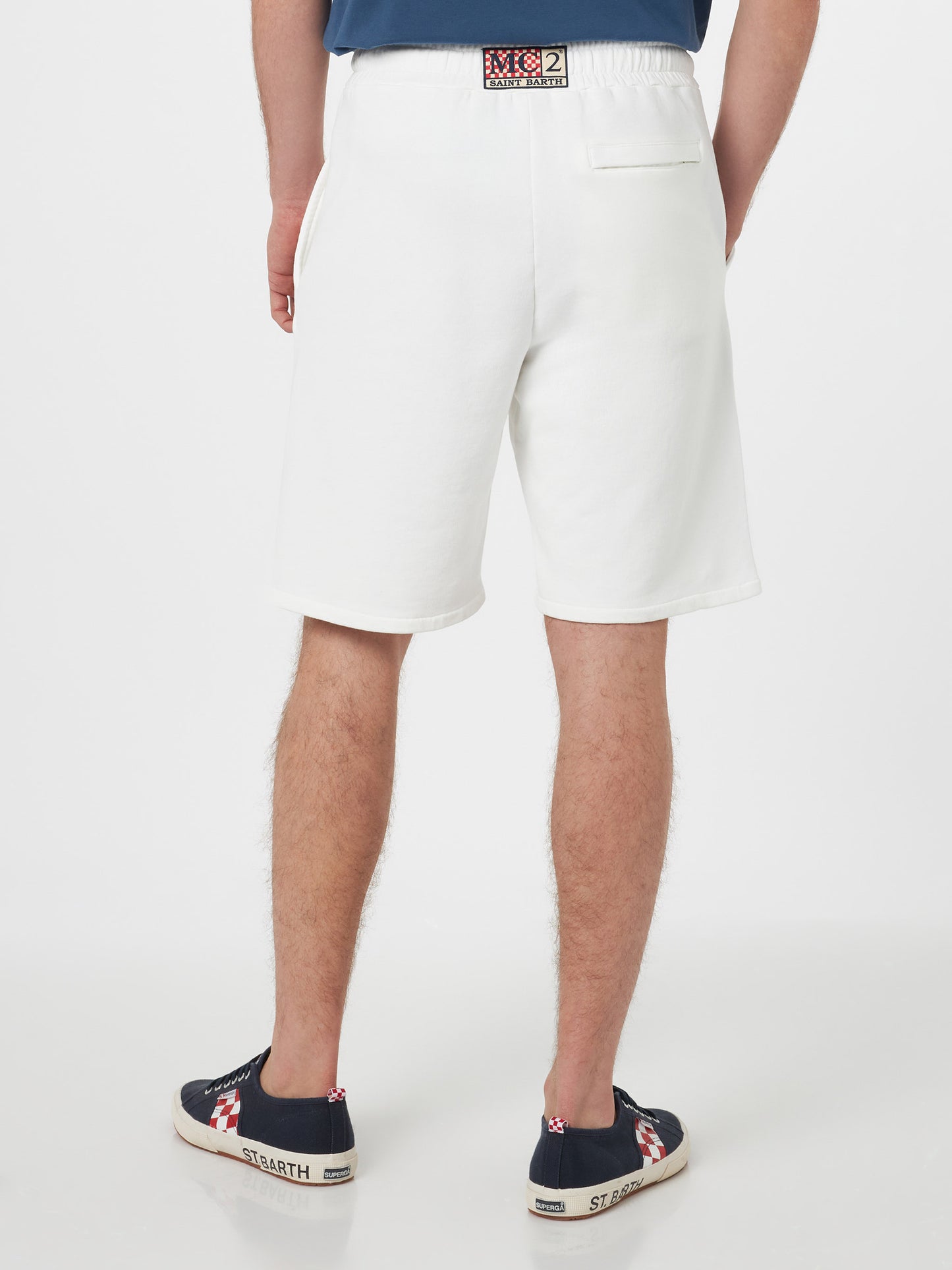 Randle white cotton fleece Bermuda shorts
