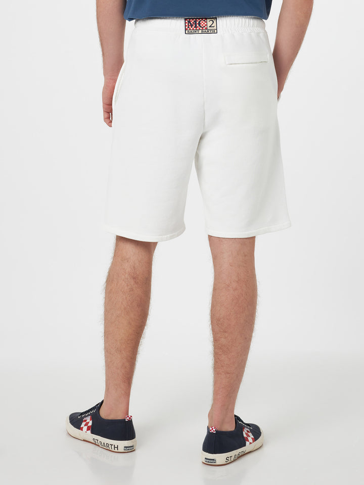 Randle white cotton fleece Bermuda shorts