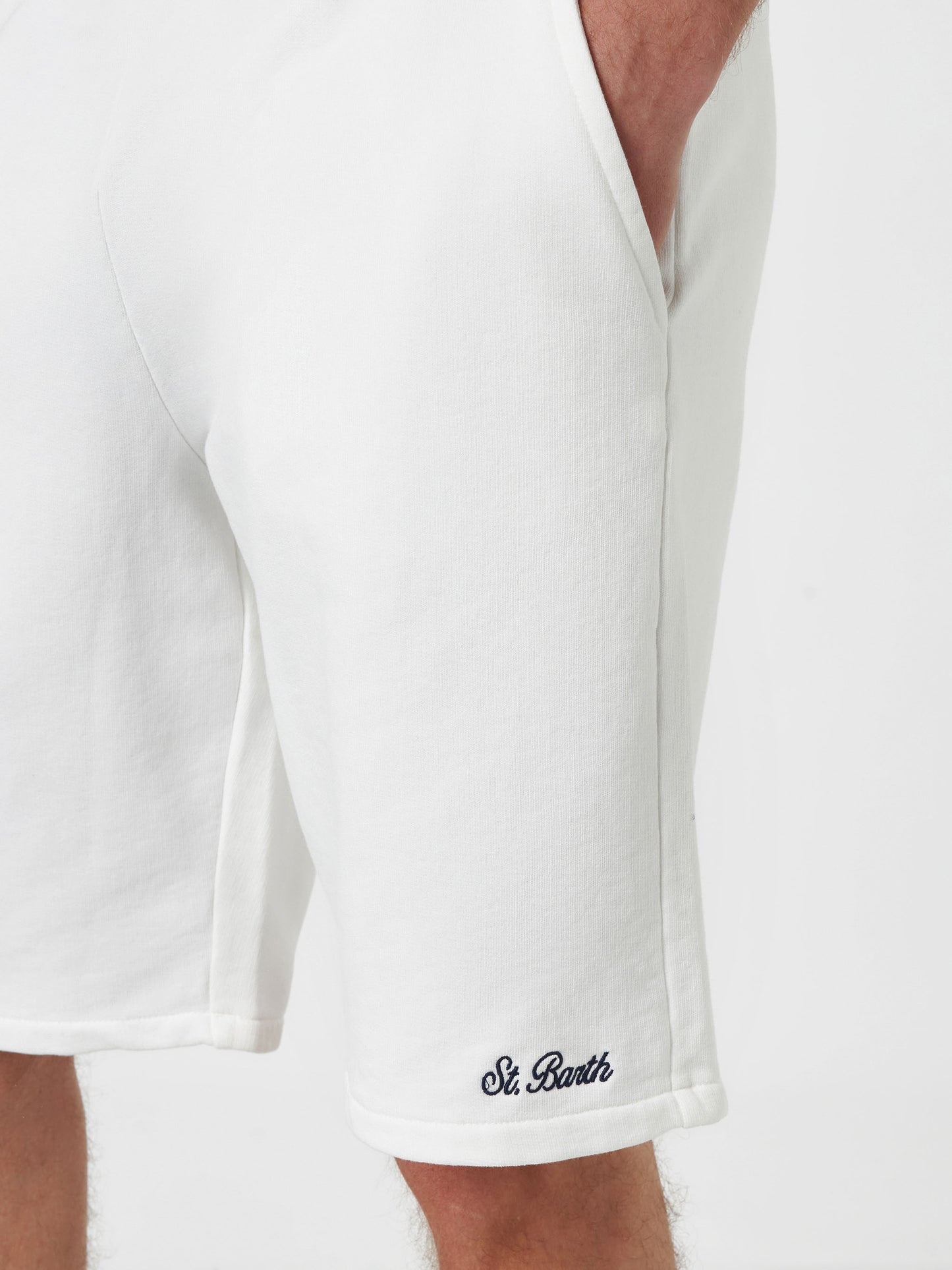 Randle white cotton fleece Bermuda shorts