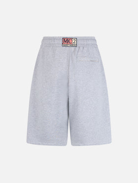 Man mélange grey cotton fleece bermuda shorts Randle - MC2 Saint Barth