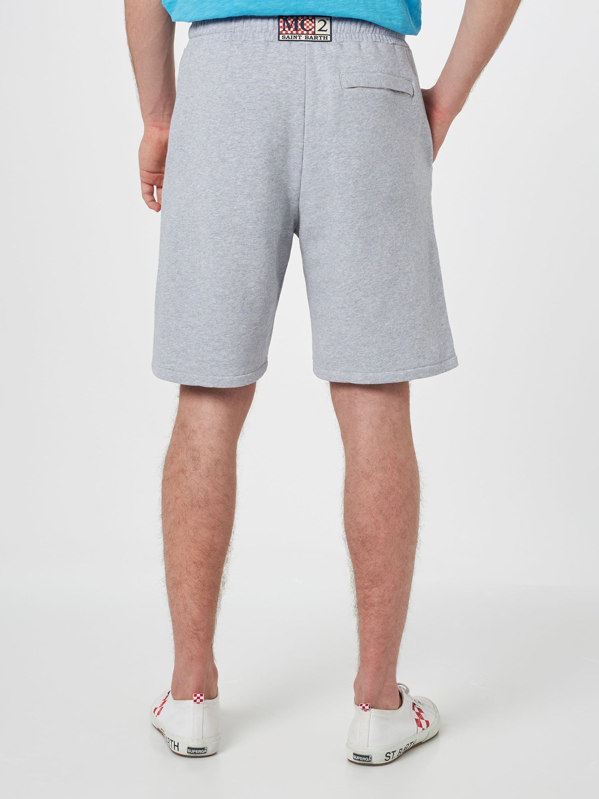 Man mélange grey cotton fleece bermuda shorts Randle - MC2 Saint Barth
