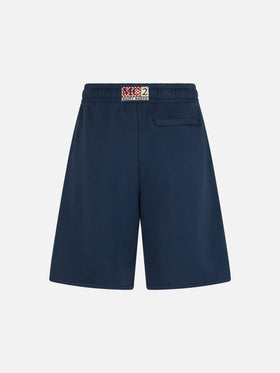 Randle navy blue cotton fleece Bermuda shorts
