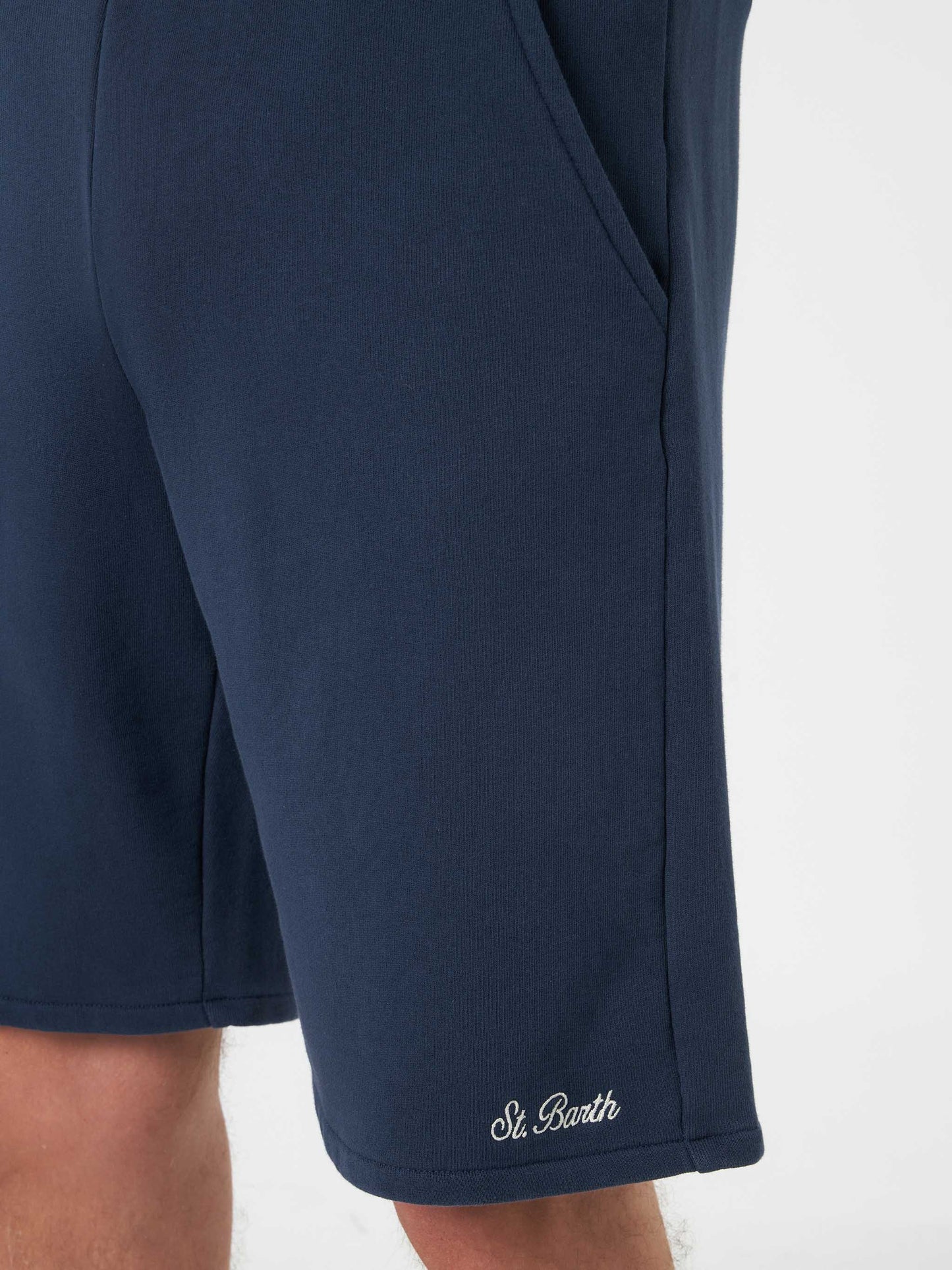 Randle navy blue cotton fleece Bermuda shorts