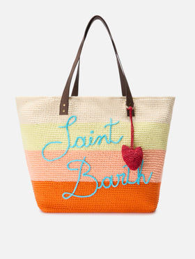 Bag Charm with heart in raffia