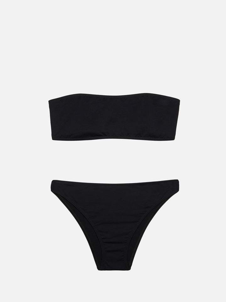 Bandeau-Bikini Rebby Sibilla mit hochgeschnittener Badehose in Schwarz