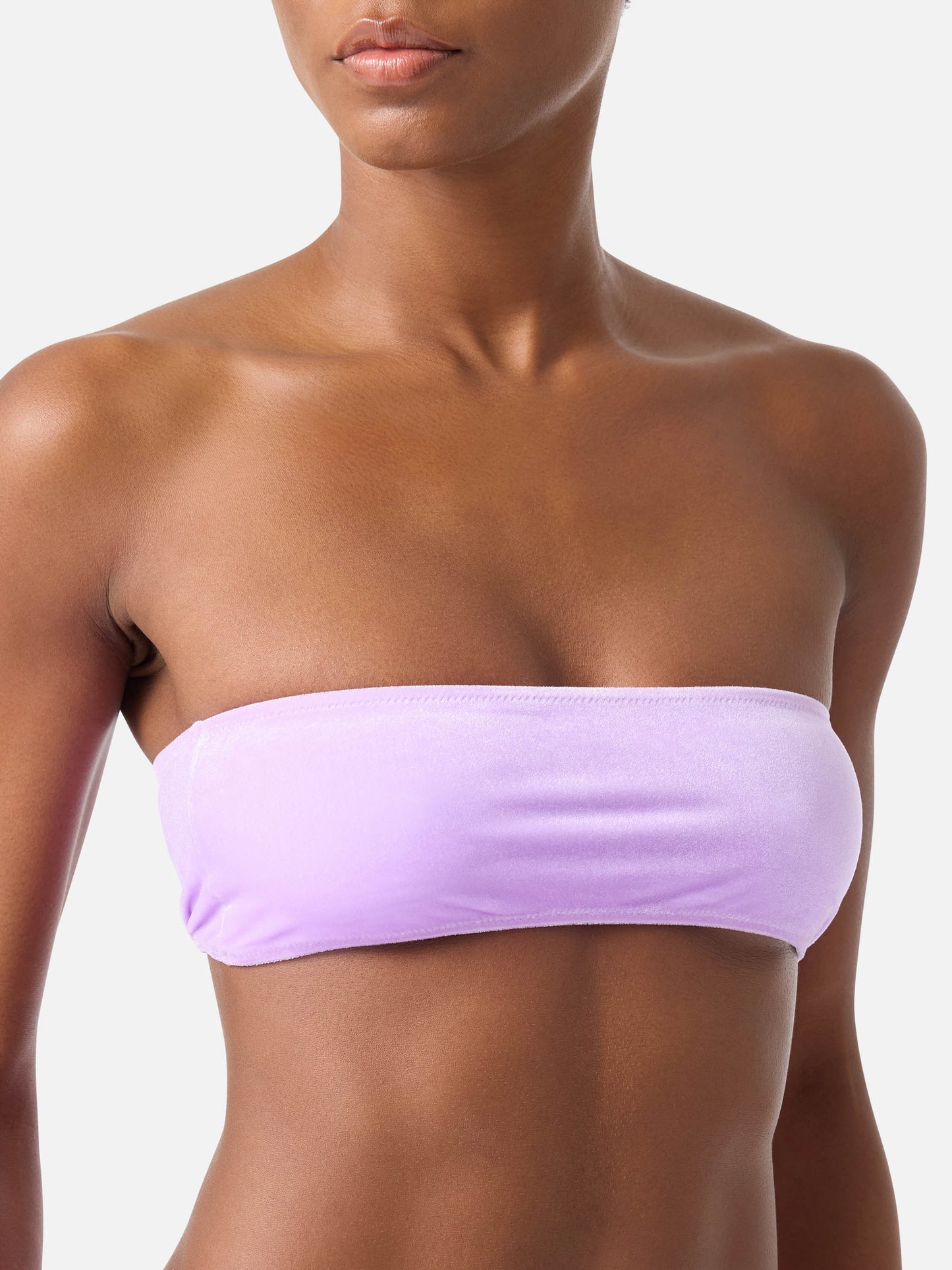 Top de bikini bandeau efecto terciopelo Rebby 