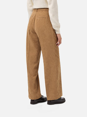 Pantaloni a gamba ampia Rebella in corduroy cammello