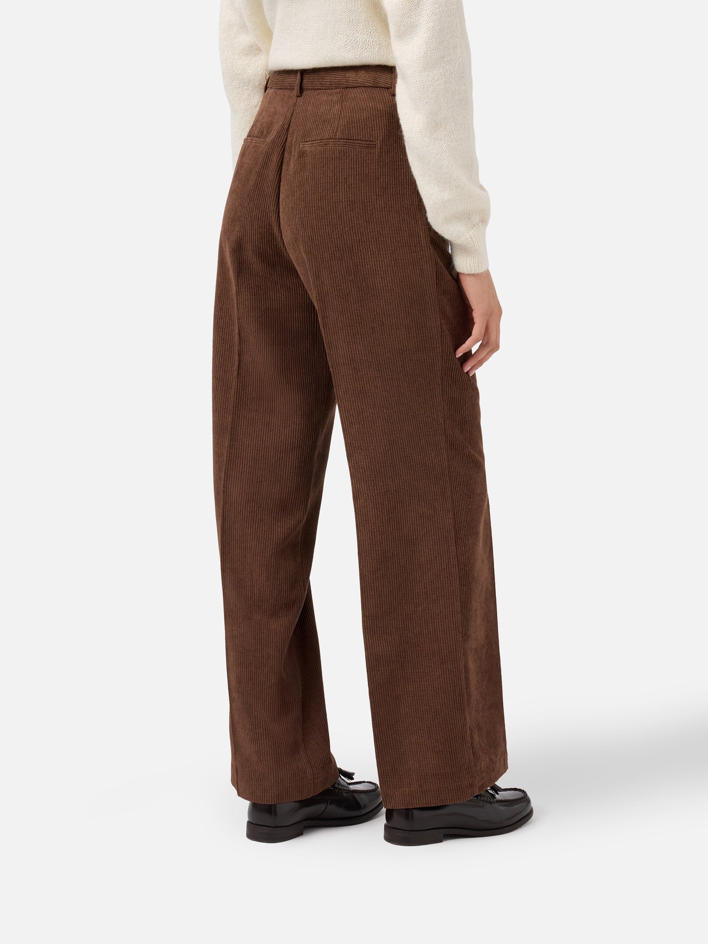 Pantaloni a gamba ampia Rebella in corduroy marrone