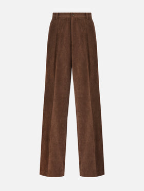 Pantaloni a gamba ampia Rebella in corduroy marrone