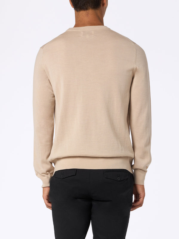 Man Regent beige merino wool sweater