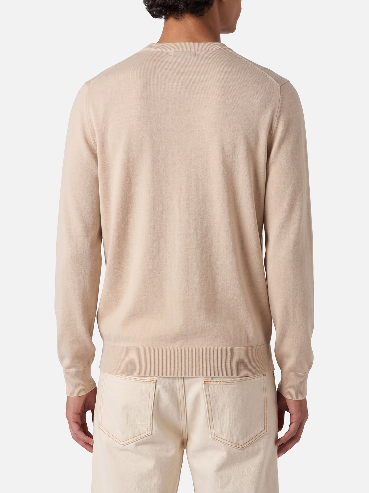 Maglione girocollo Regent beige in 100% LANA MERINO