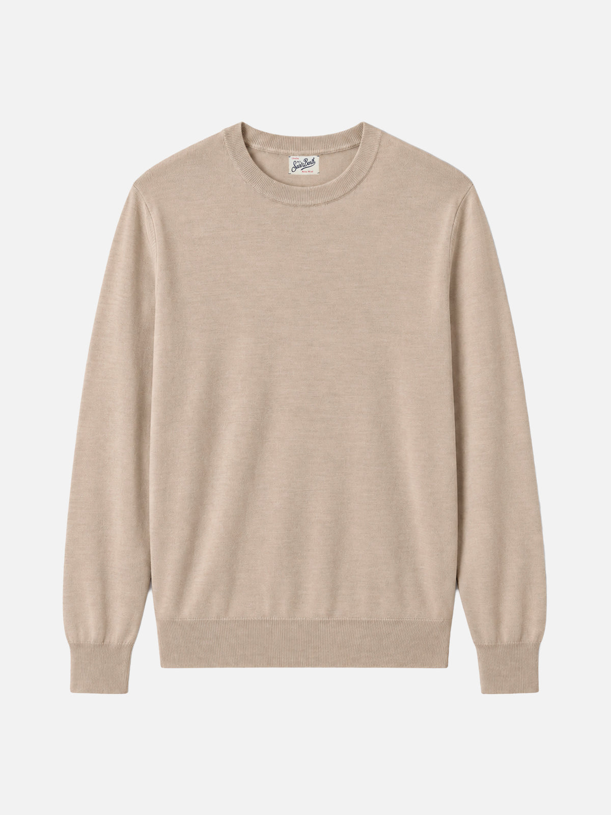 Maglione girocollo Regent beige in 100% LANA MERINO