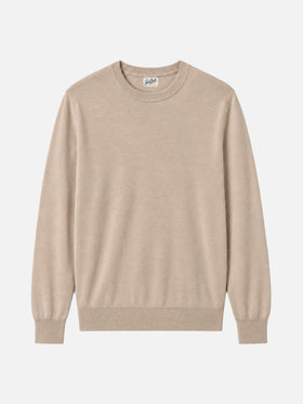Maglione girocollo Regent beige in 100% LANA MERINO
