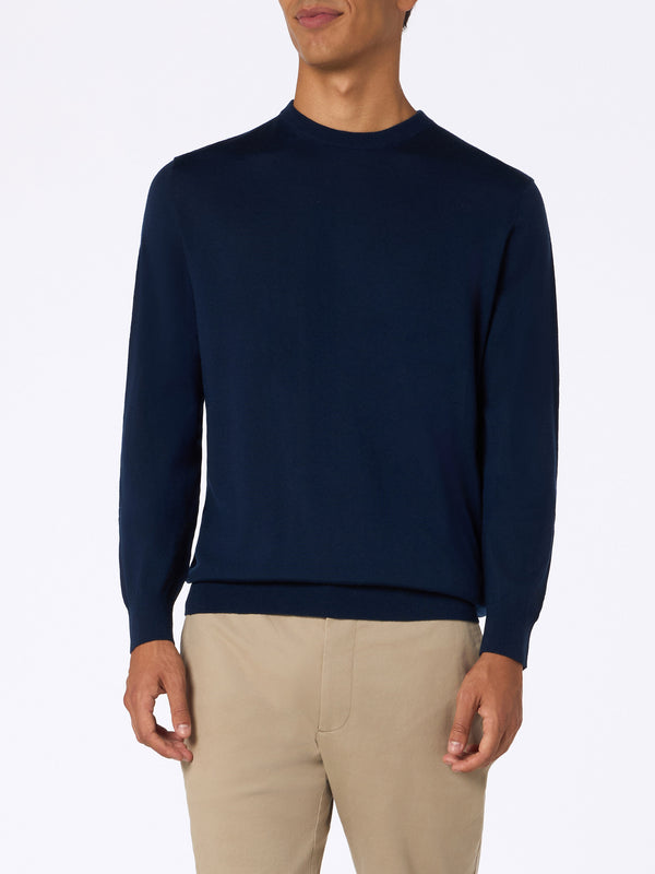 Man Regent blue navy merino wool sweater