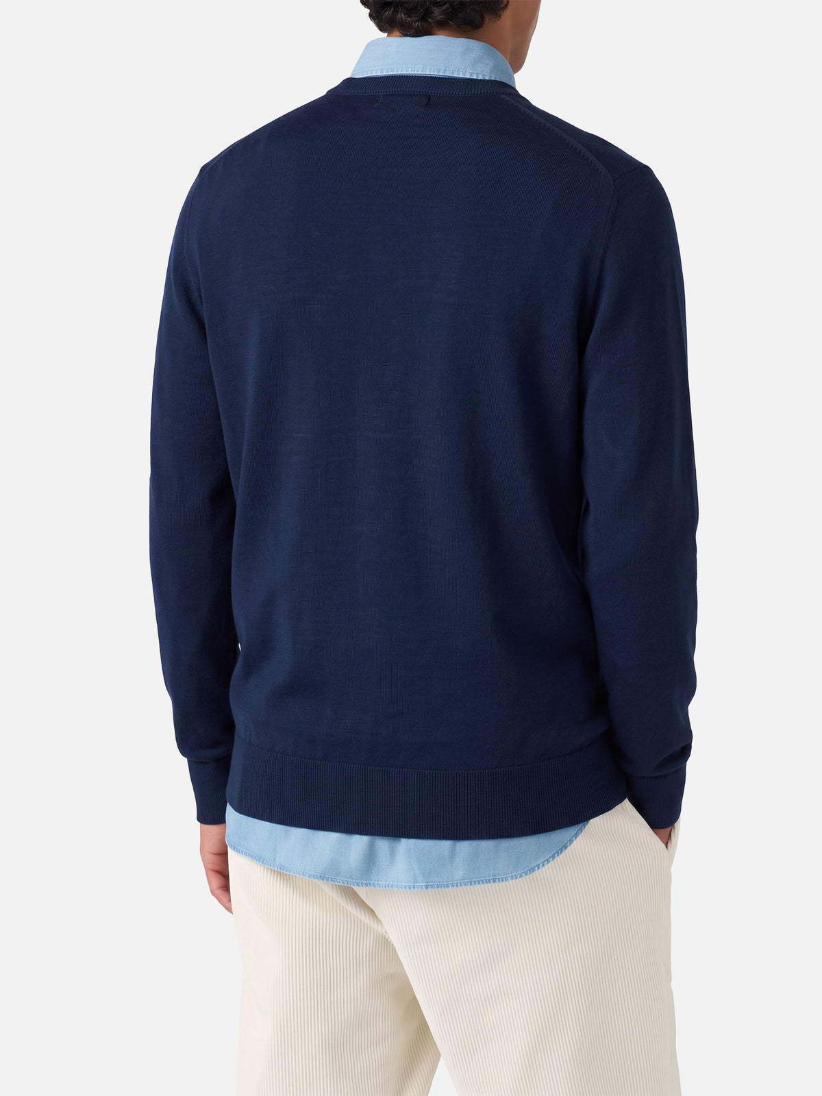 Navy blue Regent Light merino wool crewneck sweater
