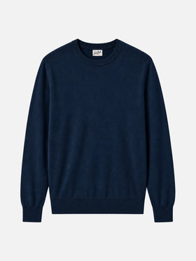 Navy blue Regent Light merino wool crewneck sweater