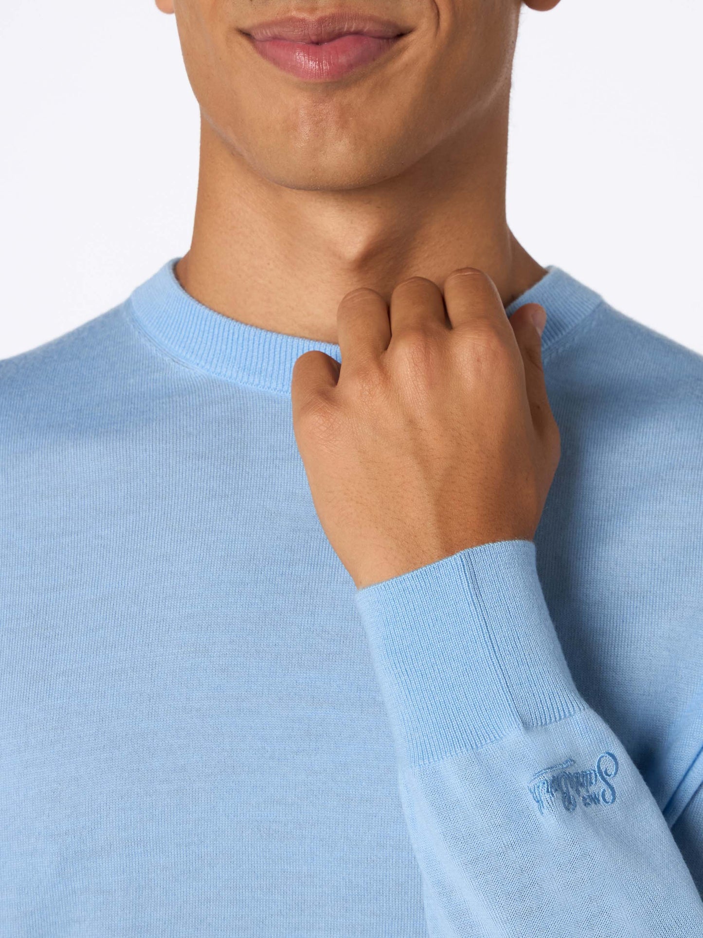 Man Regent light blue merino wool sweater - MC2 Saint Barth
