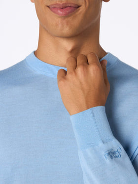 Man Regent light blue merino wool sweater - MC2 Saint Barth
