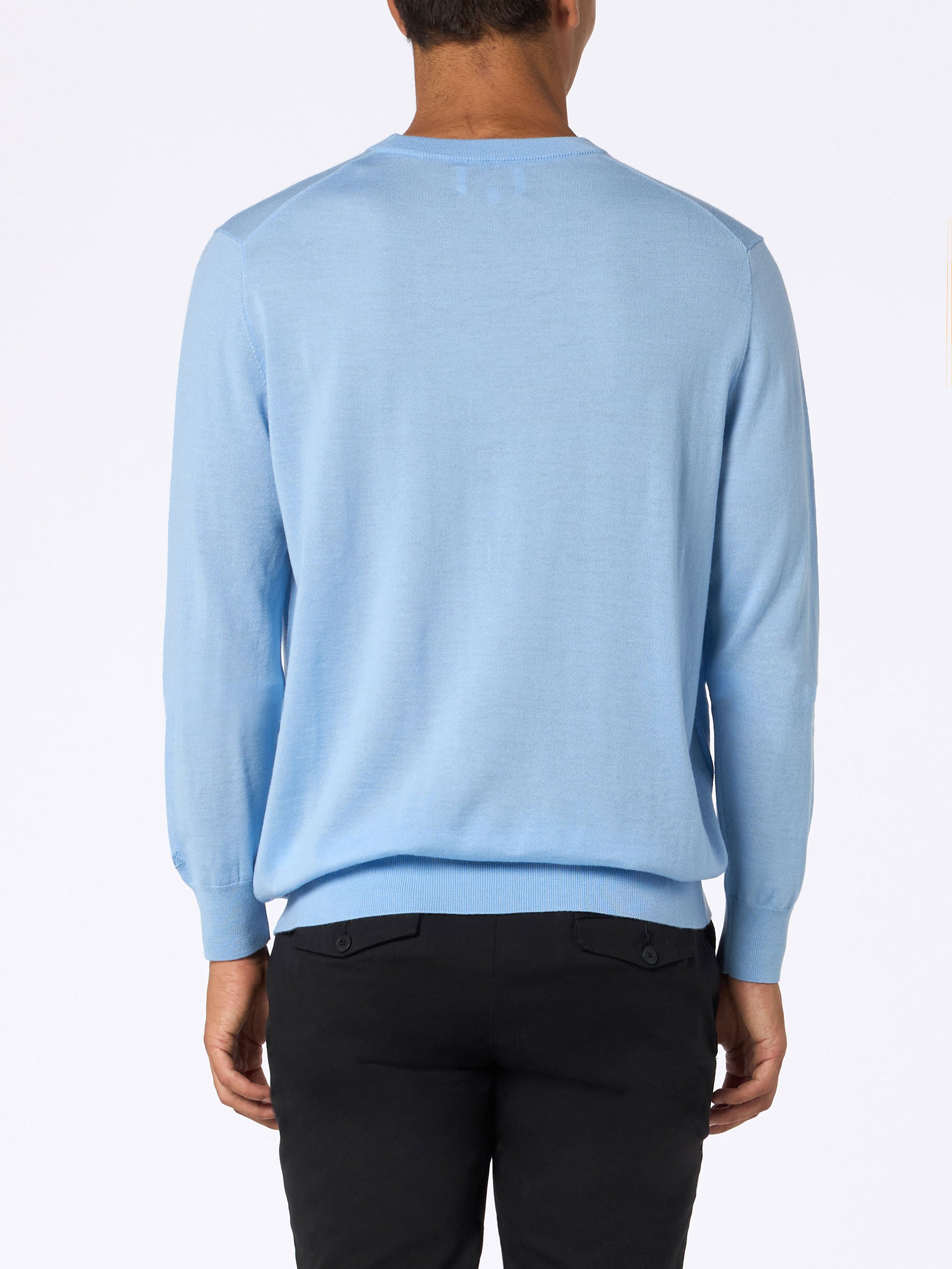 Man Regent light blue merino wool sweater - MC2 Saint Barth