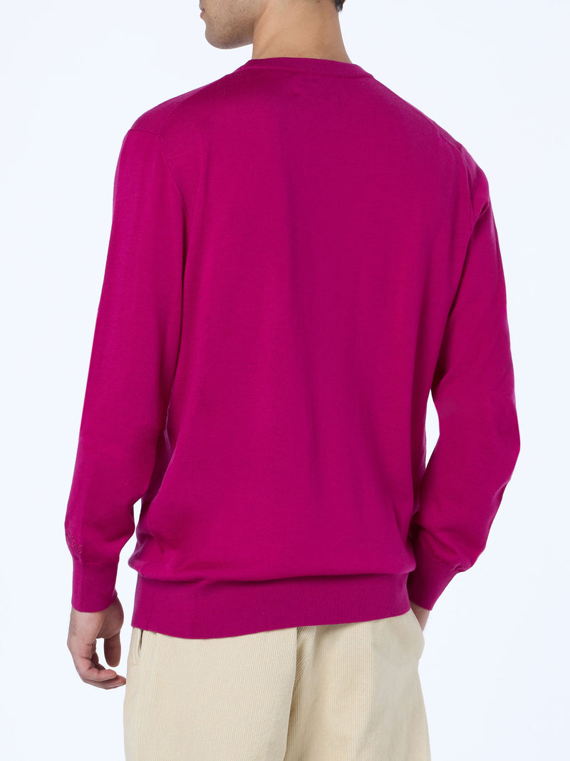 Man Regent peony merino wool sweater