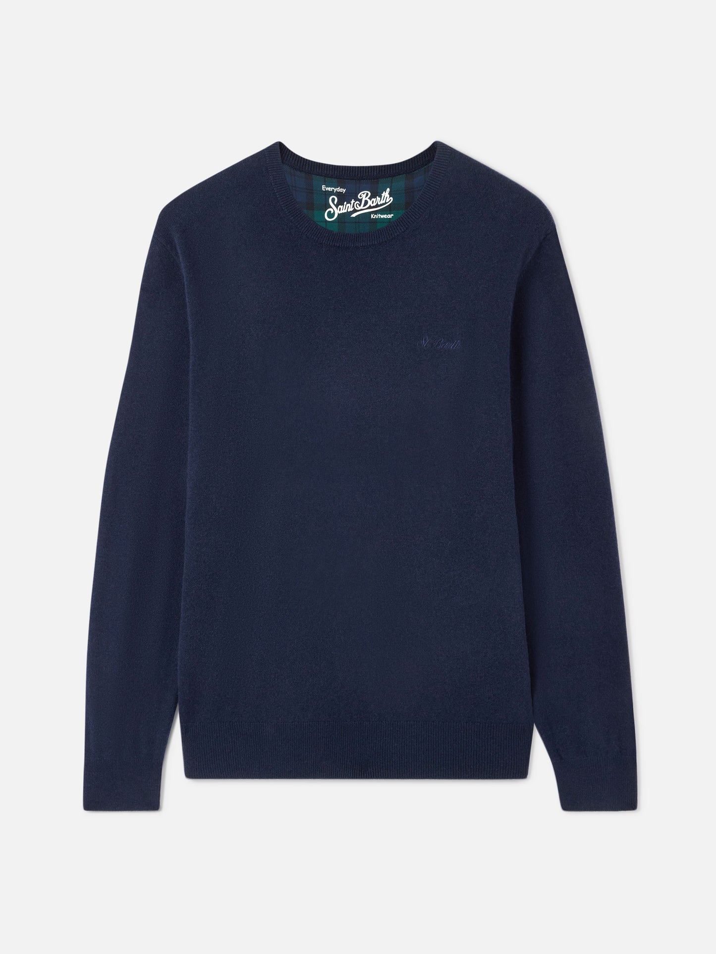 Pull col rond Regent en bleu marine BLENDED CASHMERE 