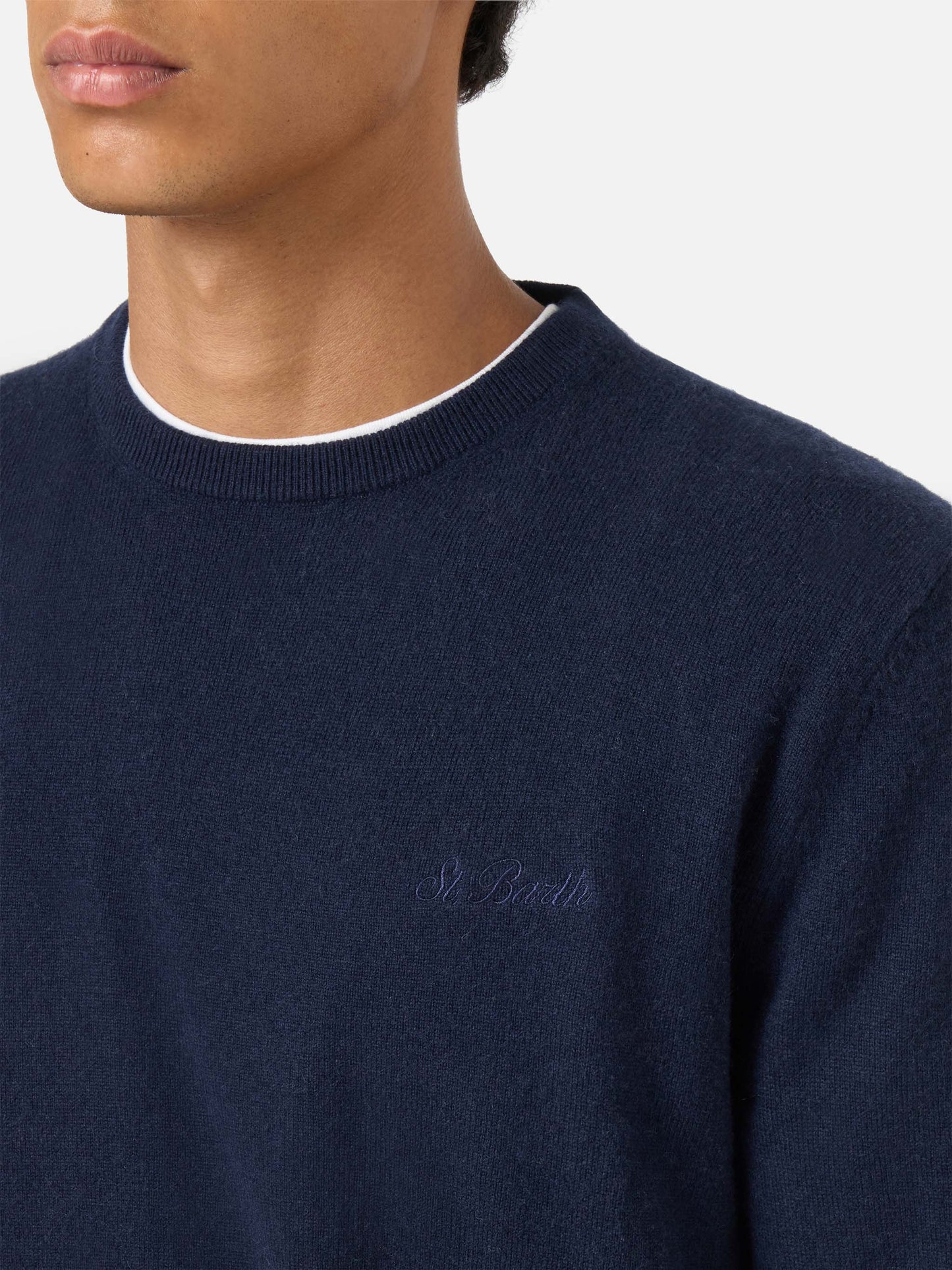 Maglione girocollo blu navy Regent in MISTO CASHMERE