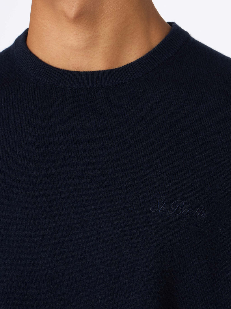 Man navy blue cashmere blend crewneck sweater Regent