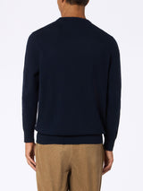 Man navy blue cashmere blend crewneck sweater Regent