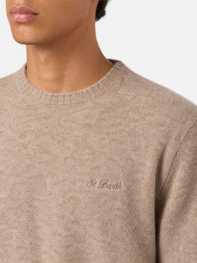 Suéter de cuello redondo Regent en kaki STRETCH ALPACA 